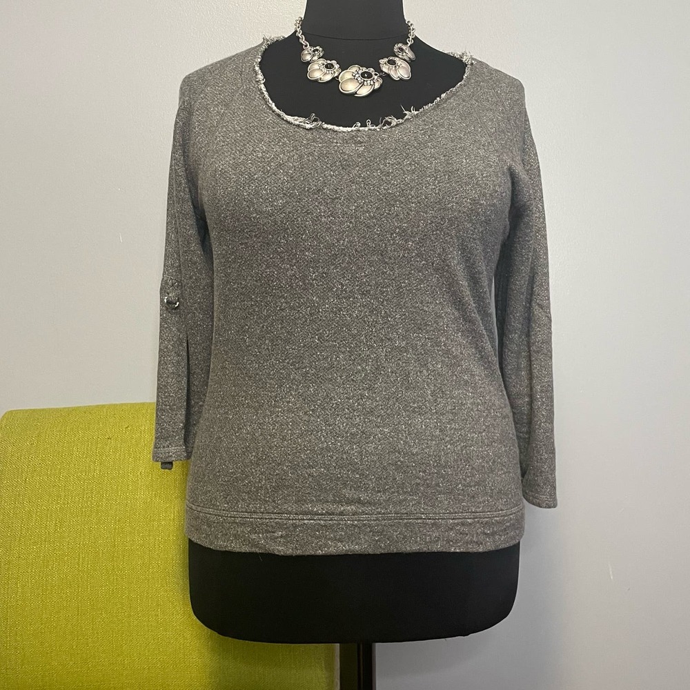 KUT from the Kloth Gray Raw Hem Scoop Neck Sweatshirt